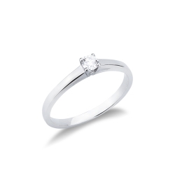 Anillo solitario en oro blanco de 18k con diamante CT 0,15