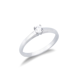 Anillo solitario en oro blanco de 18k con cuatro garras  CT 0,20
