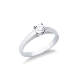 Anillo solitario de cuatro garras en oro blanco 18k con diamante CT 0,40