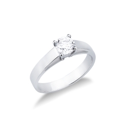 Anillo solitario en oro blanco 18k cuatro garras con diamante CT 0,70