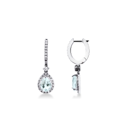 Pendientes en Oro 18k con Aguamarina y Diamantes