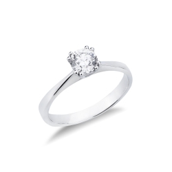 Anillo en oro blanco 18k con ocho garras y diamante 0,70 ct