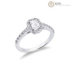 Solitario oro blanco y diamante central 0,5 qt