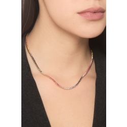 Collar tenis en oro amarillo 18k con zafiros multicolor arcoíris 2