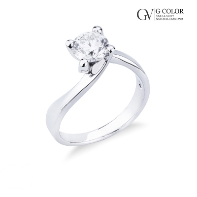 Anillo solitario para mujer en oro blanco diamante 1.00 ct