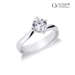 Anillo solitario con banda contrarié en oro blanco con un diamante ct 0,90