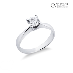 Anillo solitario lineal con diamante 1 carato en oro blanco 18k