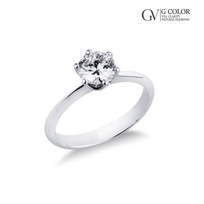 Anillo solitario diamante ct. 1,00 oro blanco 18k