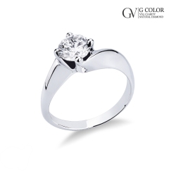 Solitario en oro blanco de 18 kilates con diamante de 0,90 quilates