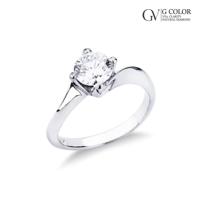 Solitario en oro blanco de 18 kilates con diamante de 1.00 ct