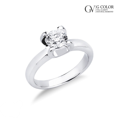 Anillo solitario lineal en oro blanco 18k con diamante 0.90ct