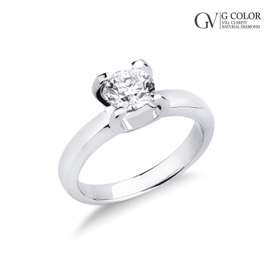 Anillo solitario lineal en oro blanco 18k con diamante ct 1