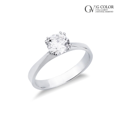 Anillo solitario en oro blanco 18k con ocho garras y diamante 1.00 ct