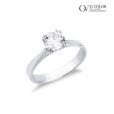 Anillo solitario en oro blanco 18k con ocho garras y diamante 1.00 ct