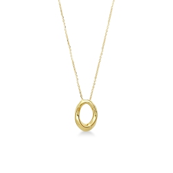 Cadena de oro amarillo 18k realzada con un colgante ovalado