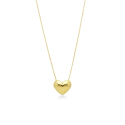 Cadena de oro amarillo 18k adornada con colgante corazón abombado 