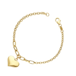 Pulsera oro amarillo 18K con colgante corazón