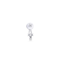 Pendiente individual en oro blanco de 18 quilates con diamantes