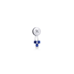 Mono pendiente en oro blanco 18k con zafiros azules y diamante