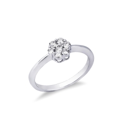 Anillo flor oro blanco 18k con diamantes