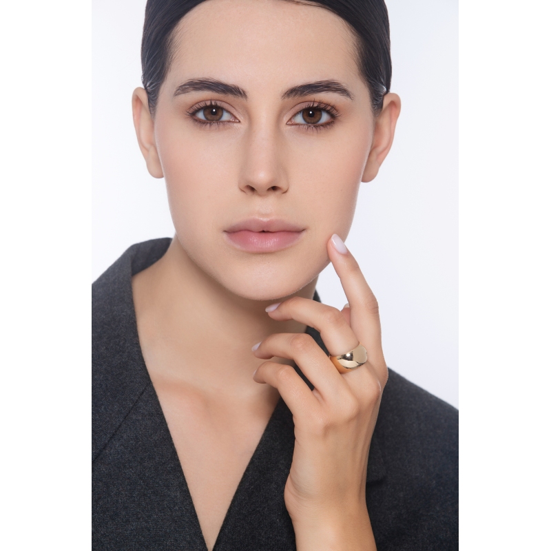 Anillo ancho brillante en oro amarillo 18k