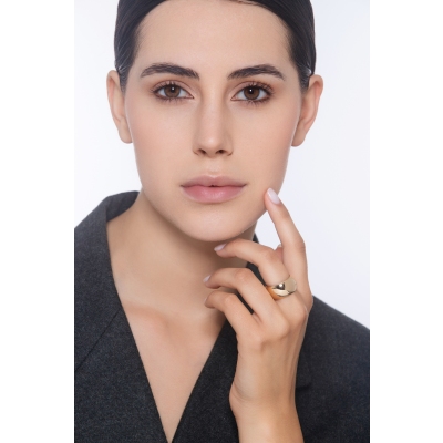 Anillo ancho brillante en oro amarillo 18k