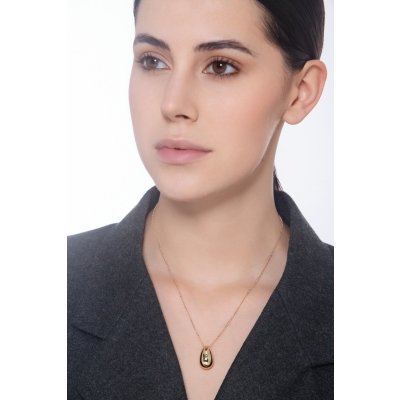 Cadena de oro amarillo 18k colgante en forma de gota