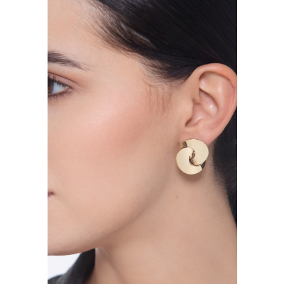 Pendientes de oro amarillo 18k con dos aros entrelazados