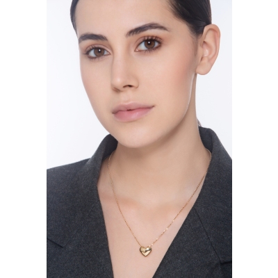 Cadena de oro amarillo 18k adornada con colgante corazón abombado 