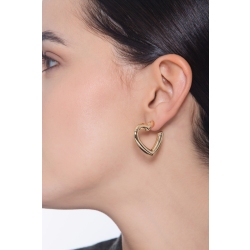 Pendientes de oro amarillo 750 con corazón abombado 2
