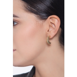 Pendientes de Media Luna Rayada en Oro Amarillo 750 2