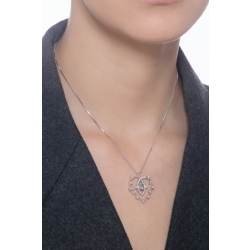 Collar corazón de aguamarina ovalada y diamantes oro 750 2