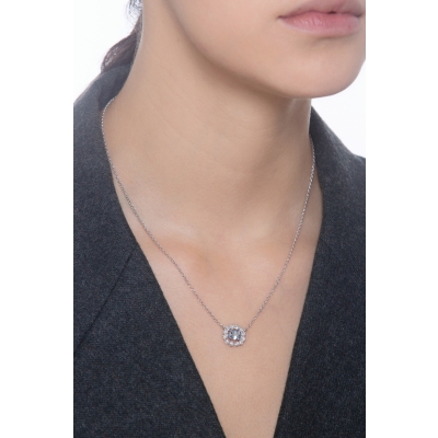 Collar oro 18k aguamarina ovalada y diamantes