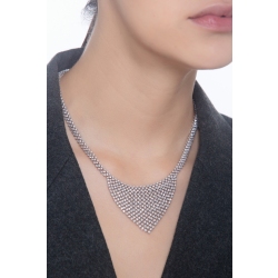 Collar en oro blanco 18k con tejido triángulo engastado con diamantes 2