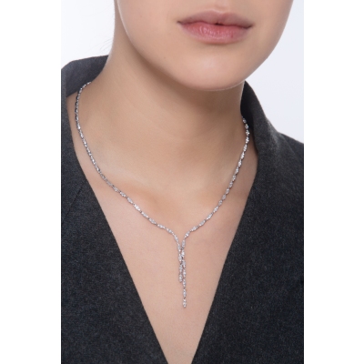 Gargantilla mujer en oro blanco 18k diamantes