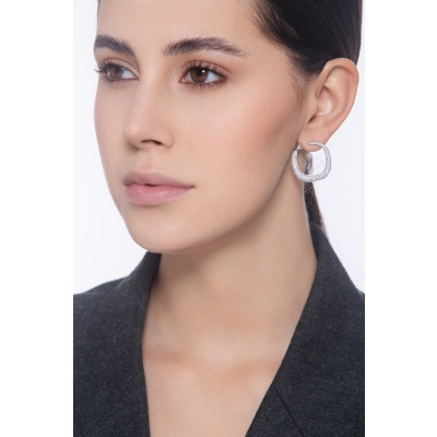 PENDIENTES CUADRADOS ORO BLANCO 18K Y DIAMANTE