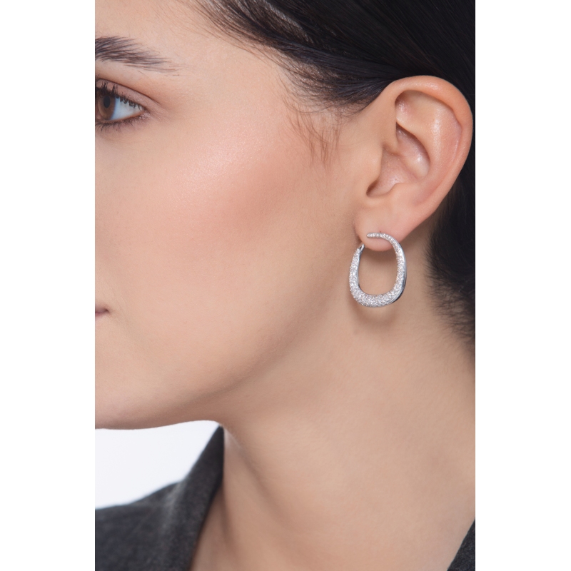 PENDIENTES CUADRADOS ORO BLANCO 18K Y DIAMANTE