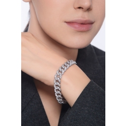 Pulsera cubana en oro blanco de 18 quilates con diamantes naturales 2