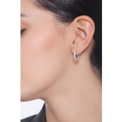Pendientes aro en oro blanco de 18k con diamantes 2