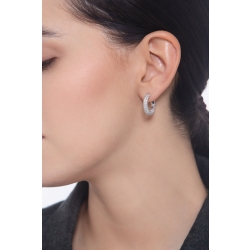 Pendientes aro en oro blanco de 18k con diamantes naturales 2