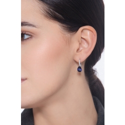 Pendientes con zafiro azul y diamantes en oro blanco 18k  2