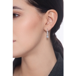 Pendientes en oro blanco 750 con aguamarina gota y diamantes 2