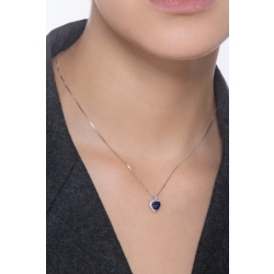 Collar con colgante en forma de corazón de zafiro azul y diamantes  2