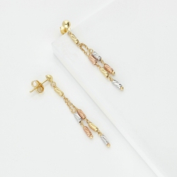 Pendientes oro tricolor 18k con barras acanaladas 2