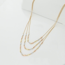 Collar tres hilos oro blanco amarillo y rosa 18k 2