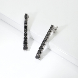 Pendientes tennis en oro blanco 18k con diamantes negros