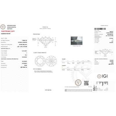 Diamante certificado IGI 1.00 CT F VS2
