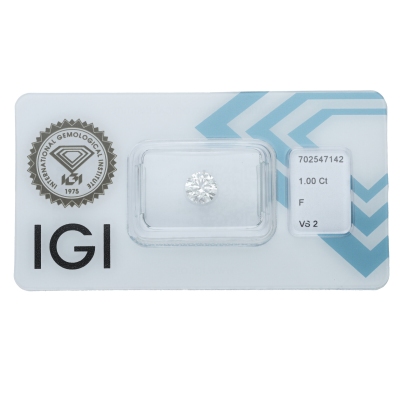Diamante certificado IGI 1.00 CT F VS2