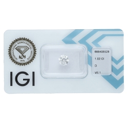Diamante certificado IGI 1.02 CT D VS1