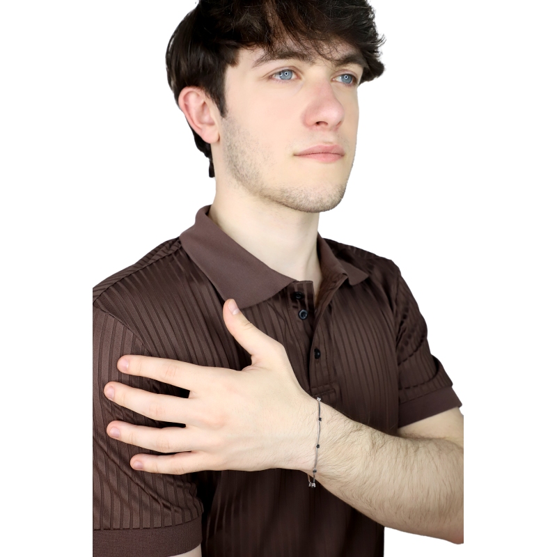 Pulsera hombre alternada de oro blanco de 18 quilates con diamantes negros cm 20 